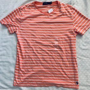 NWT- Polo Ralph Lauren Men's Size S V-Neck Short Sleeve T-Shirt-Peach